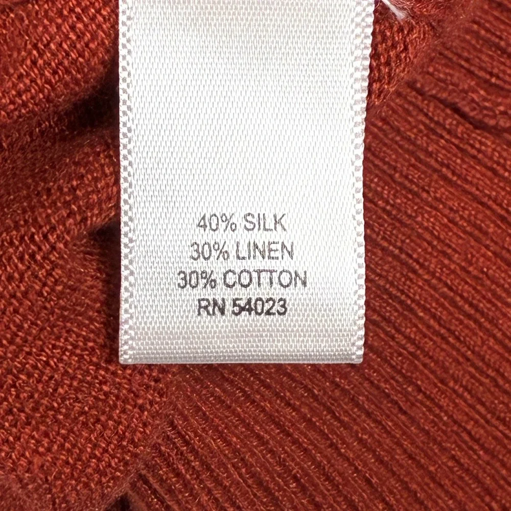 Banana Republic Mens L Rust Silk Linen V-Neck Sweater Quiet Luxury Preppy